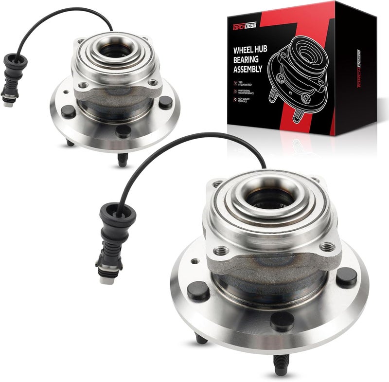 Torchbeam 512358 Pair Rear Wheel Hub Bearing Assembly for 2007-2009 Chevrolet Equinox, 2012-2015 Chevrolet Captiva Sport, 2008-2010 Saturn Vue, 2007-2009 Pontiac Torrent, 5 Lugs W/ABS - Image 1